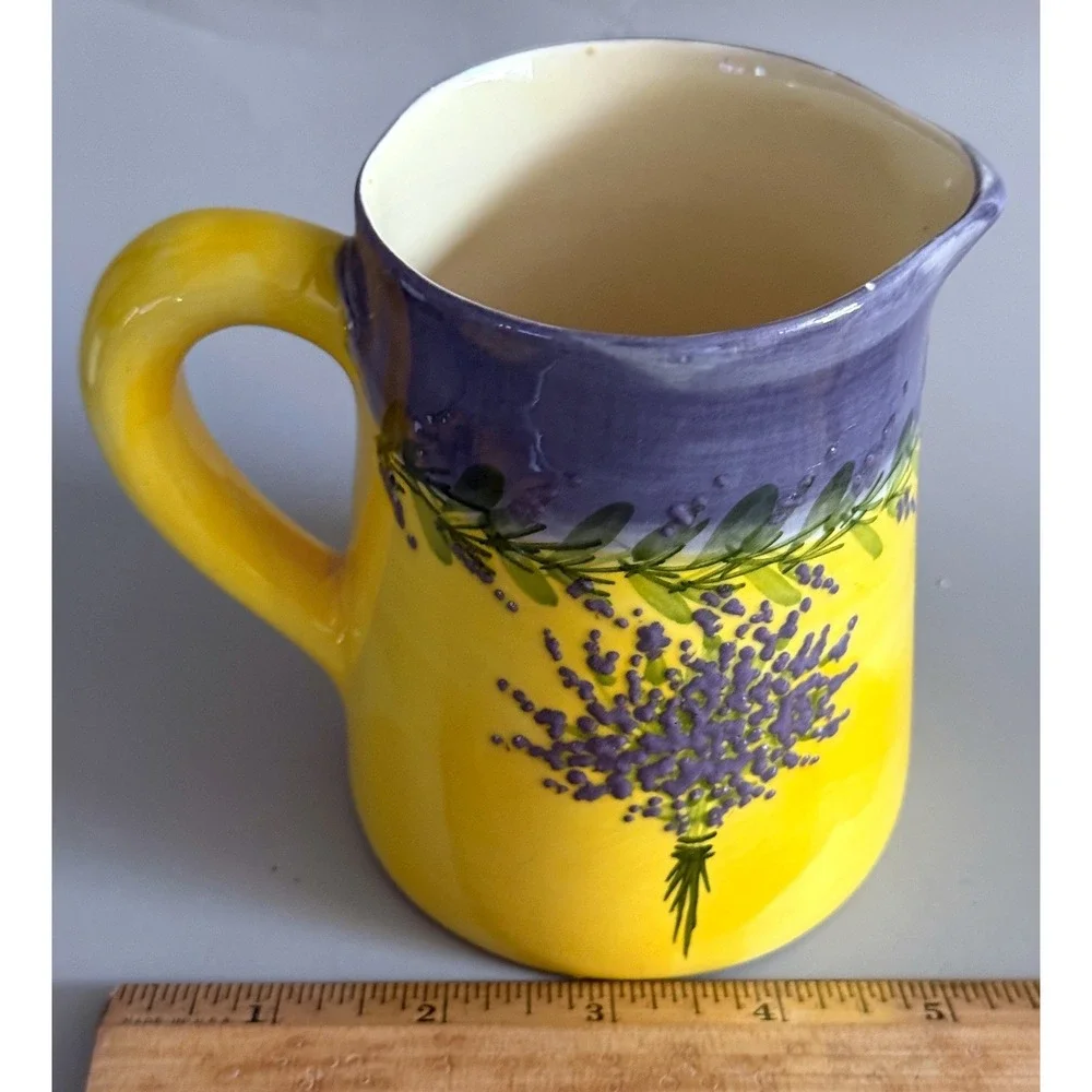 Hand‑Painted French Gravy Pitcher, Underplate • H. Llimona Sayes • Lavender READ